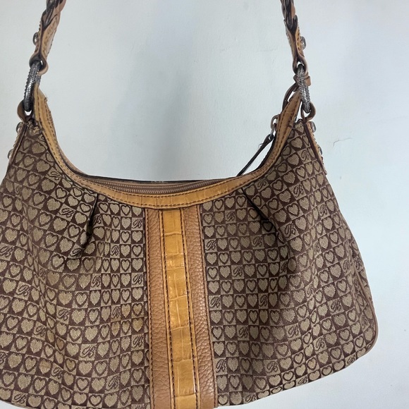 Brighton Canvas And Leather Trim Shoulder Bag GUC - Picture 10 of 12